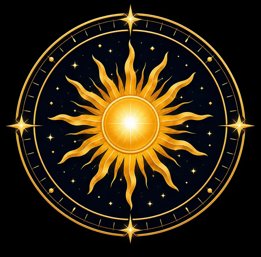 The golden Jyoti108 sun mark